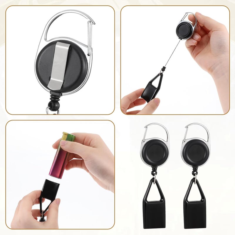 Ajcotahm 4 PCS Lighter Leash, Retractable Pants Lighter Clip, Anti Lost Lighters Cover Convenience Belt Leash Keychain - Image 3